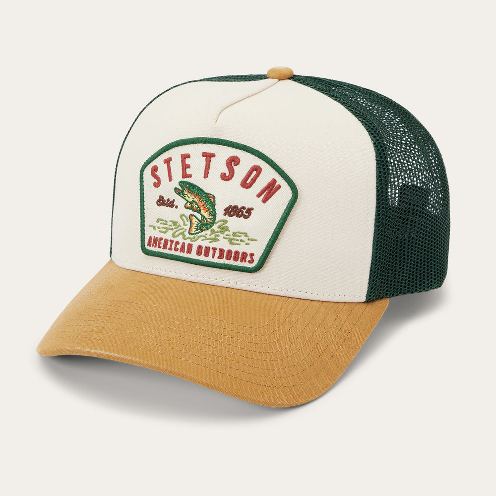 Fishing Patch Trucker Cap Off White / Tan / Green | Stetson