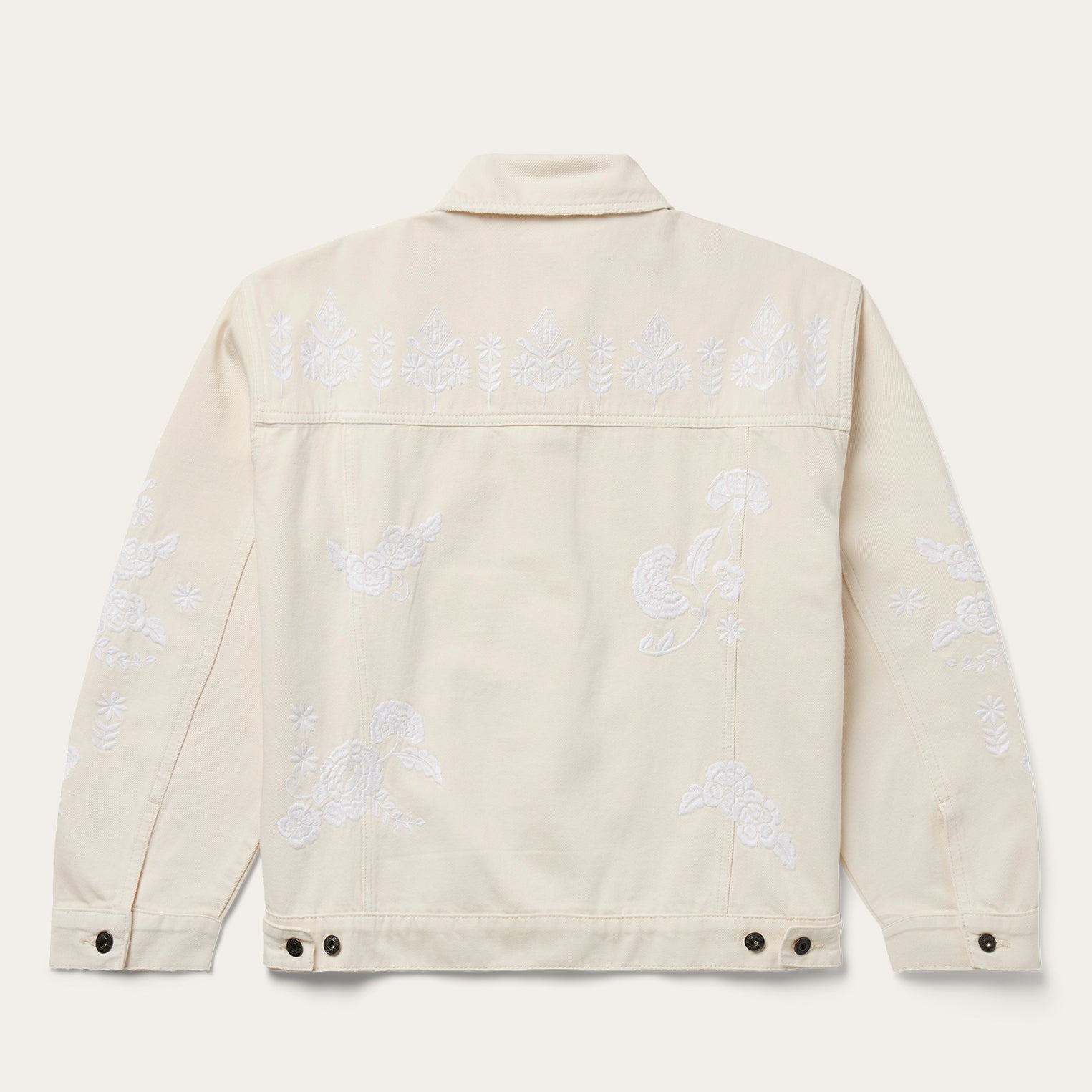 Embroidered Cream Denim Jacket White | Stetson