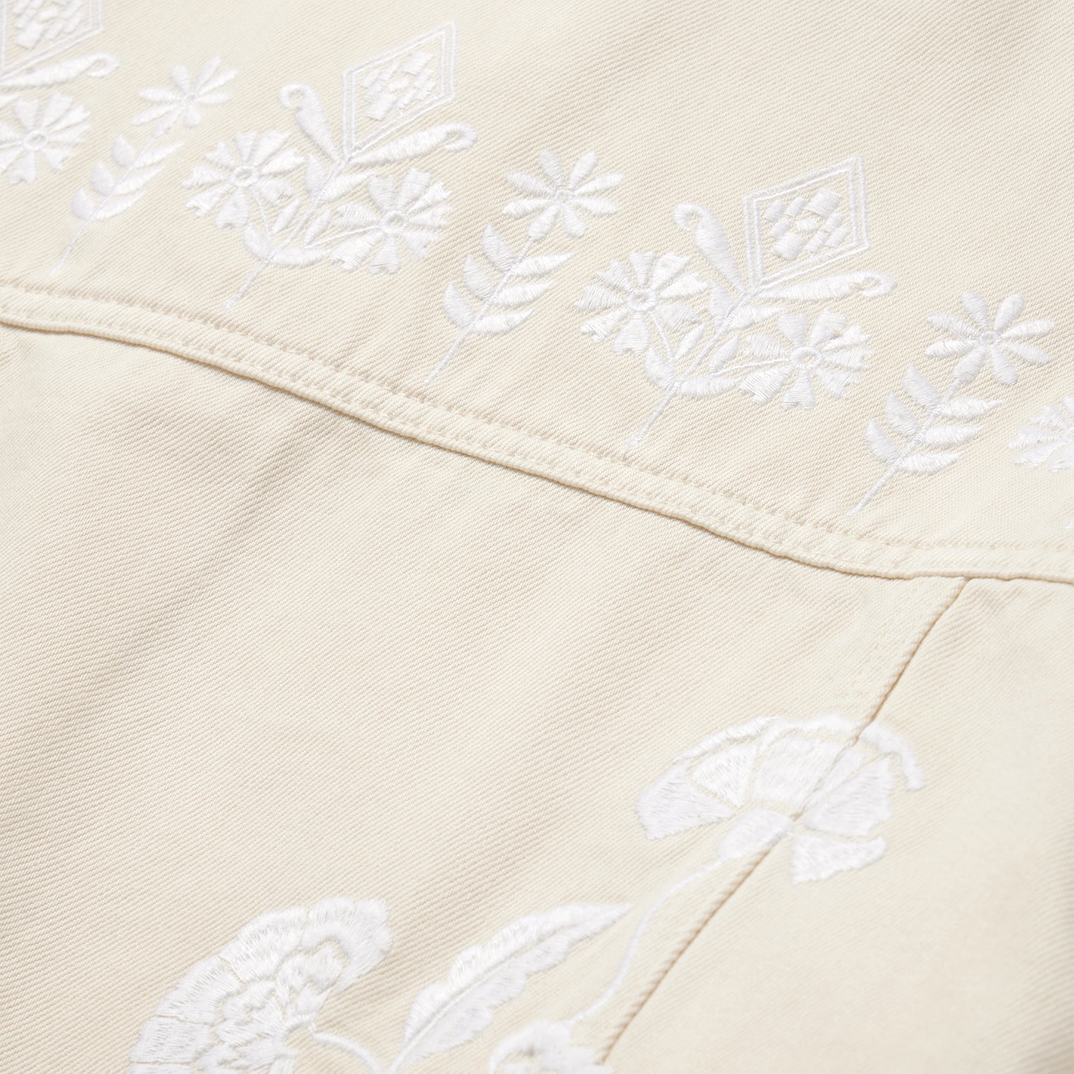 Embroidered Cream Denim Jacket White | Stetson