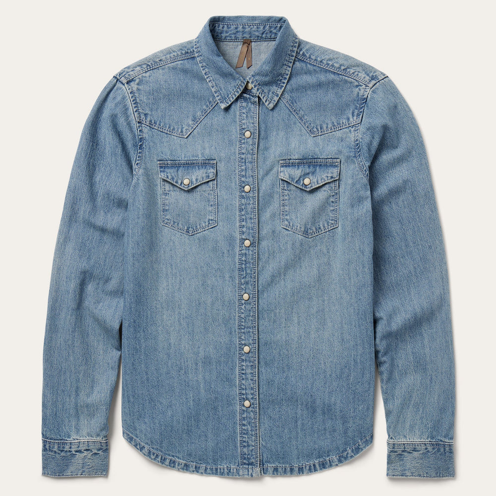 Embroidered Light Denim Shirt Blue | Stetson