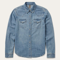 Embroidered Light Denim Shirt Blue | Stetson