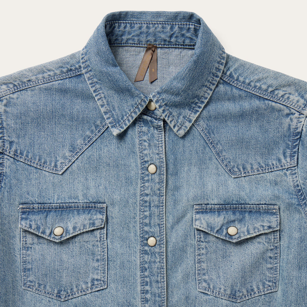 Embroidered Light Denim Shirt Blue | Stetson