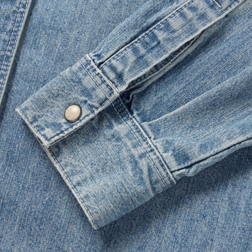 Embroidered Light Denim Shirt Blue | Stetson