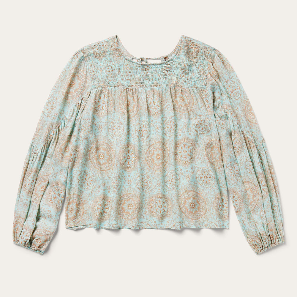 Mandala Print Peasant Blouse Blue | Stetson