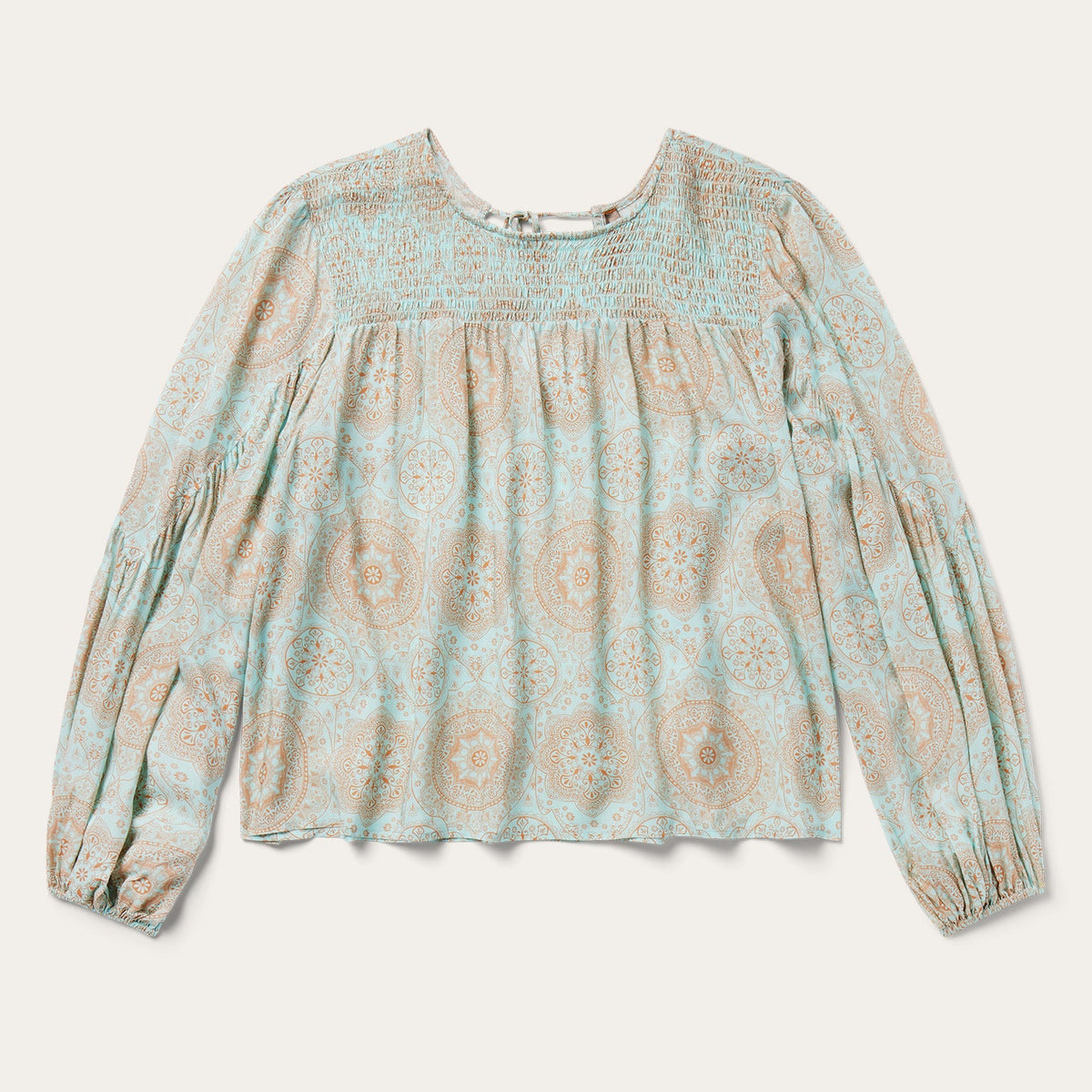 Mandala Print Peasant Blouse Blue | Stetson