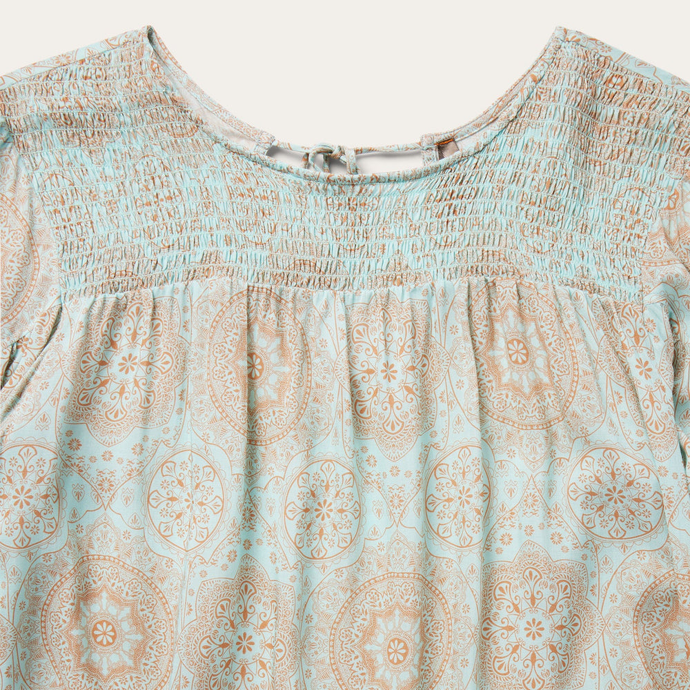 Mandala Print Peasant Blouse Blue | Stetson