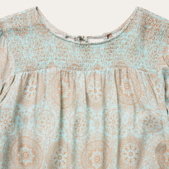 Mandala Print Peasant Blouse Blue | Stetson
