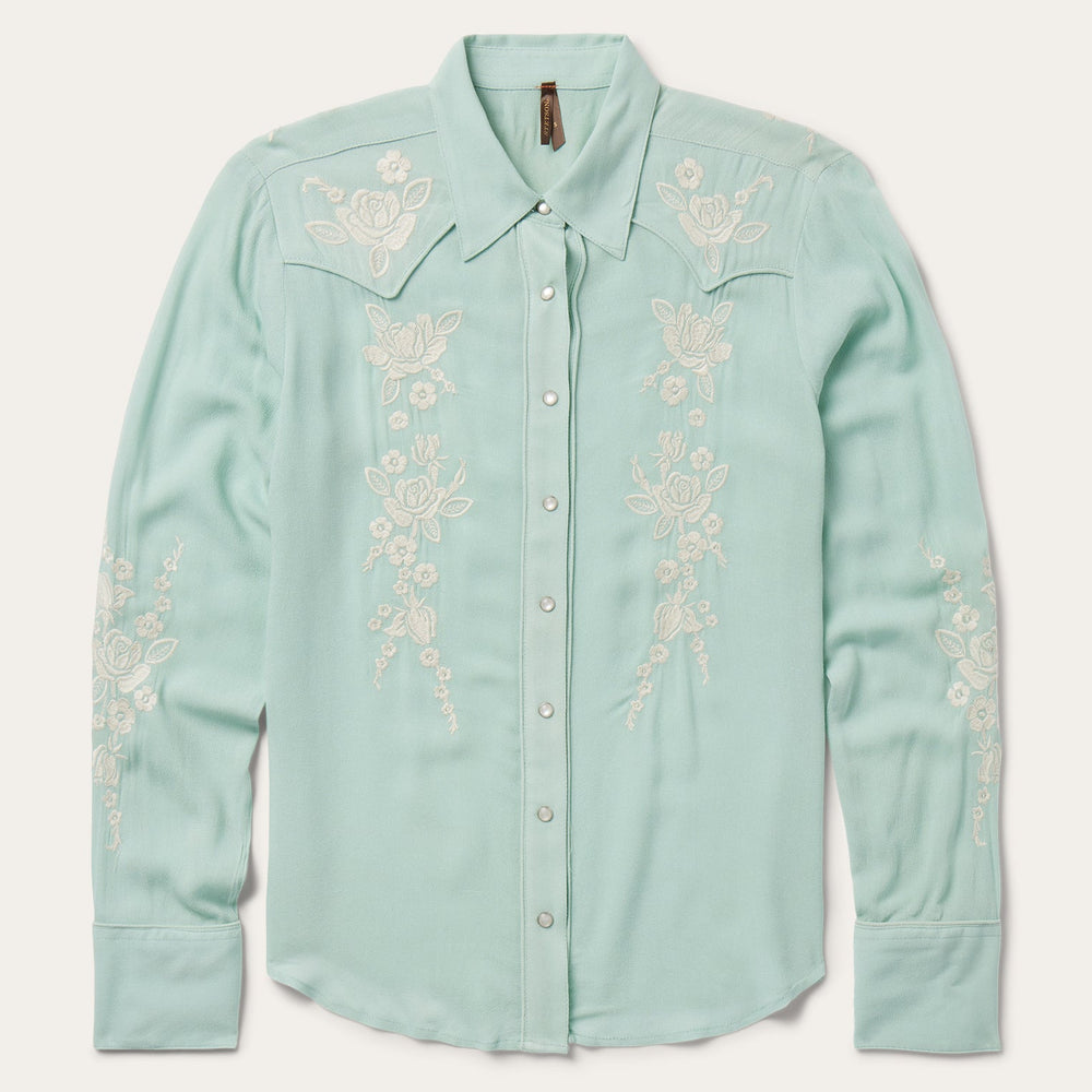 Aqua Crepe Western Shirt Blue | Stetson