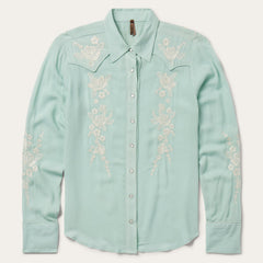 Aqua Crepe Western Shirt Blue | Stetson