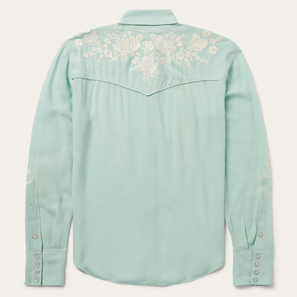 Aqua Crepe Western Shirt Blue | Stetson