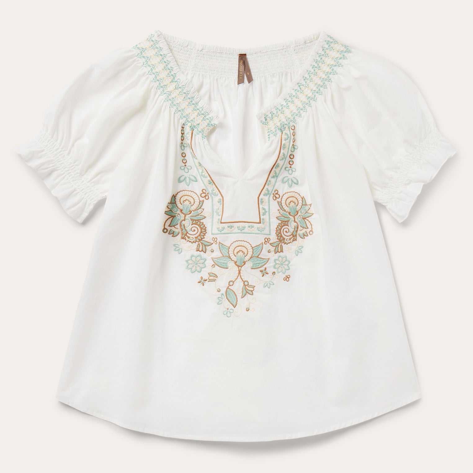 Cotton Voile Peasant Blouse White | Stetson