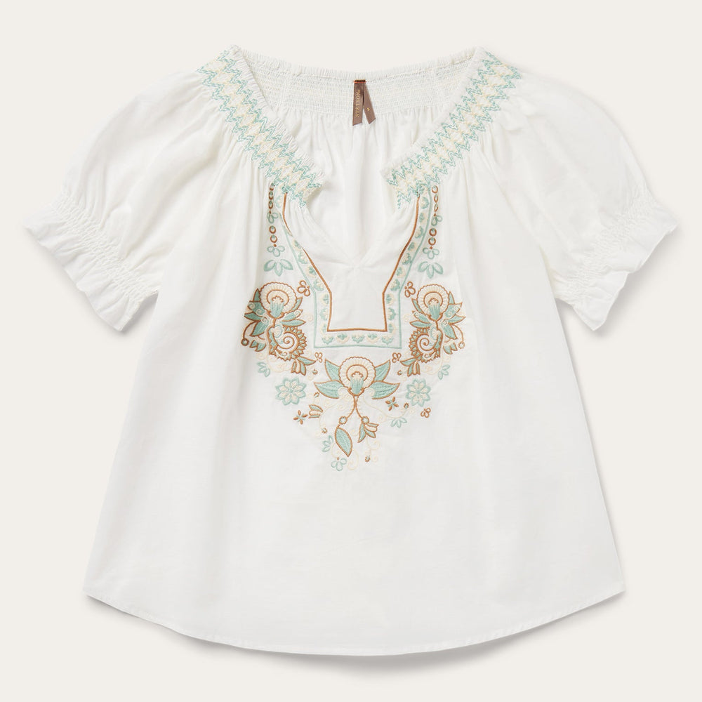 Cotton Voile Peasant Blouse White | Stetson