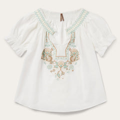 Cotton Voile Peasant Blouse White | Stetson