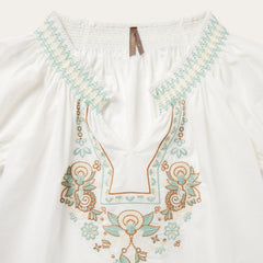 Cotton Voile Peasant Blouse White | Stetson