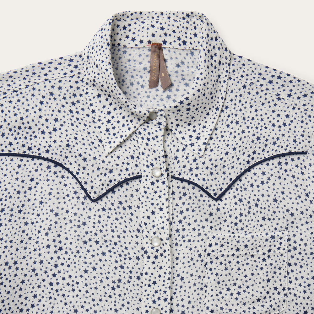 Stars Print Western Shirt White | Stetson