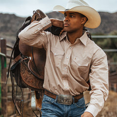 Diamond Print Western Shirt Orange | Stetson