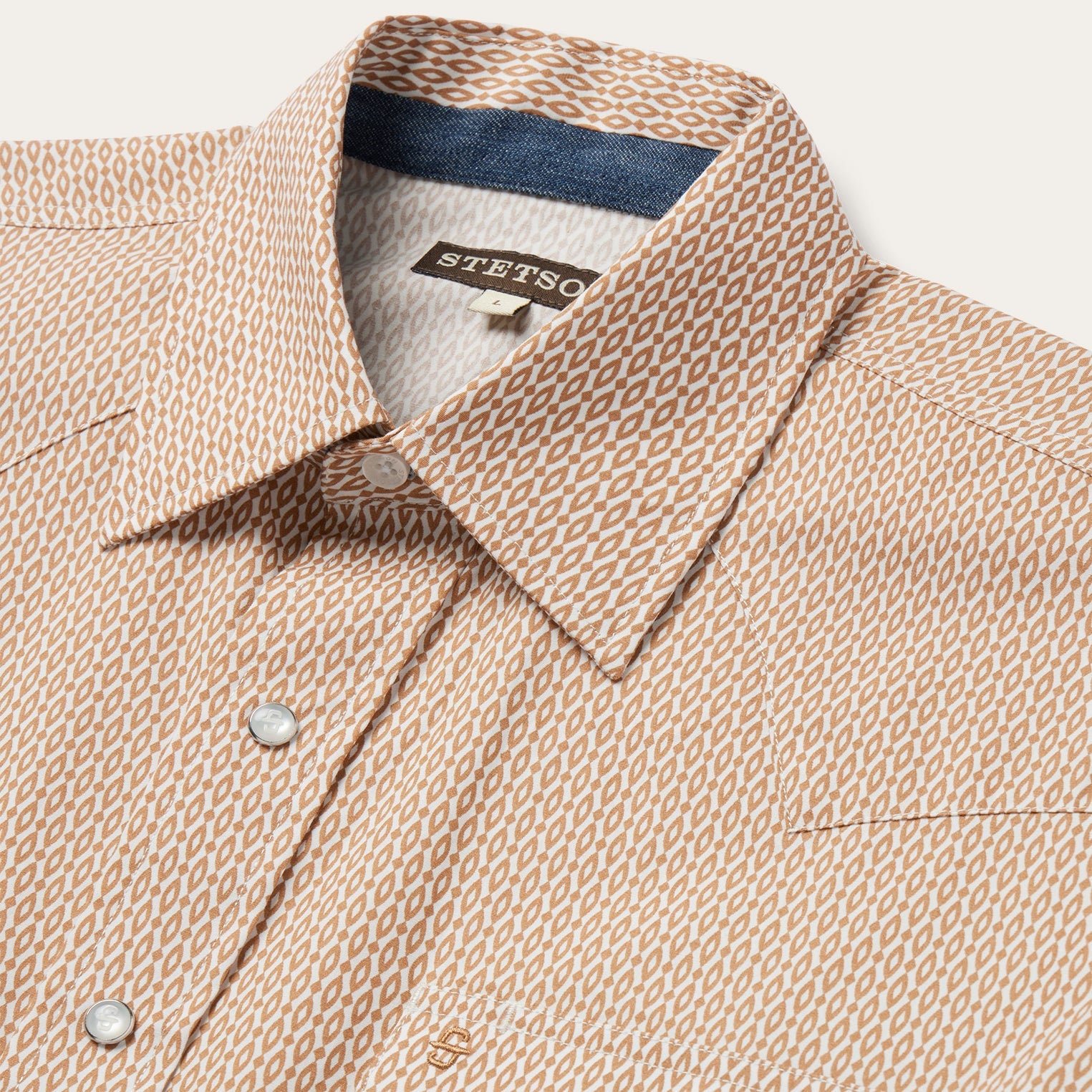 Diamond Print Western Shirt Orange | Stetson