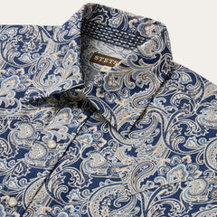 Greenspring Paisley Short Sleeve Western Shirt Blue | Stetson