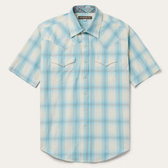Ombre Plaid Short Sleeve Western Shirt Blue | Stetson