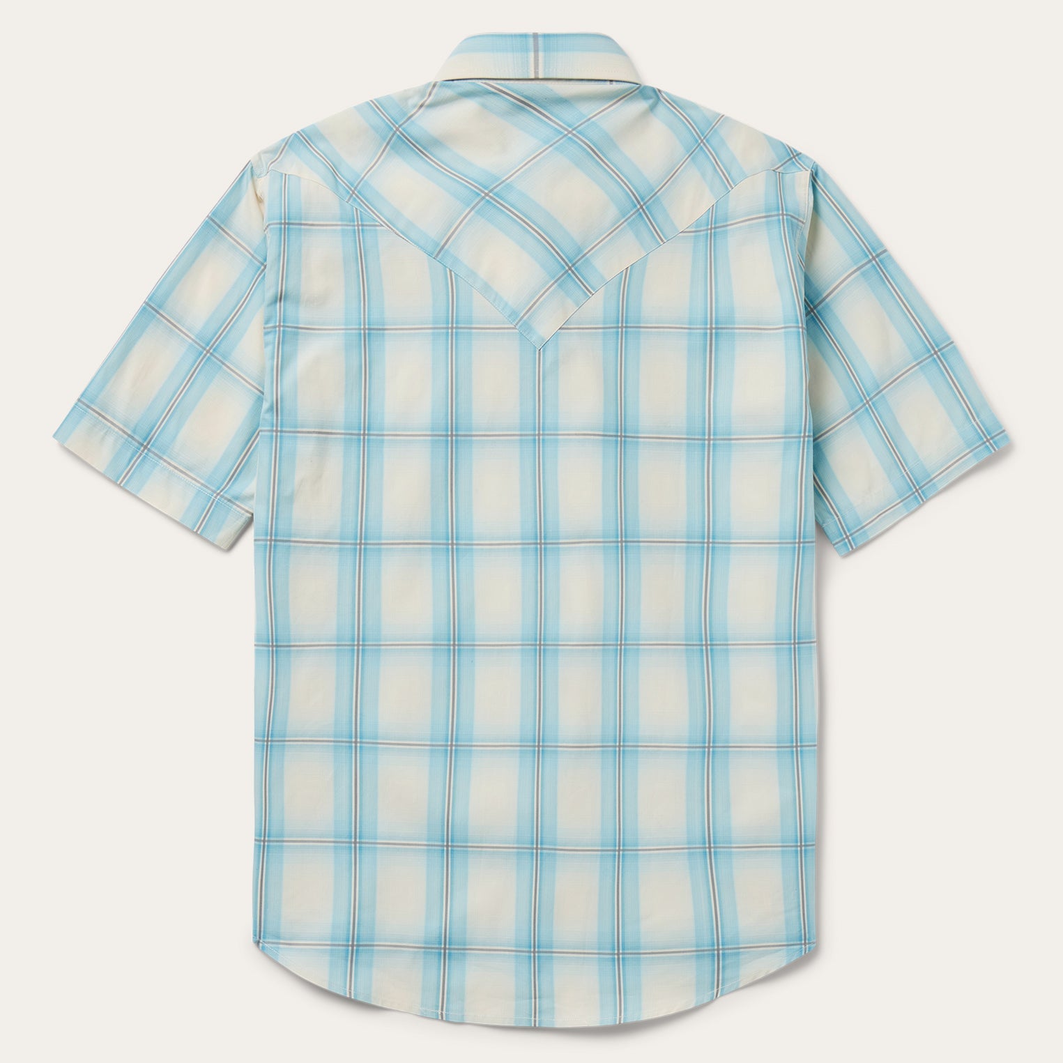 Ombre Plaid Short Sleeve Western Shirt Blue | Stetson