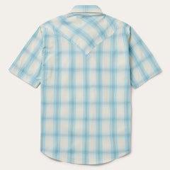 Ombre Plaid Short Sleeve Western Shirt Blue | Stetson
