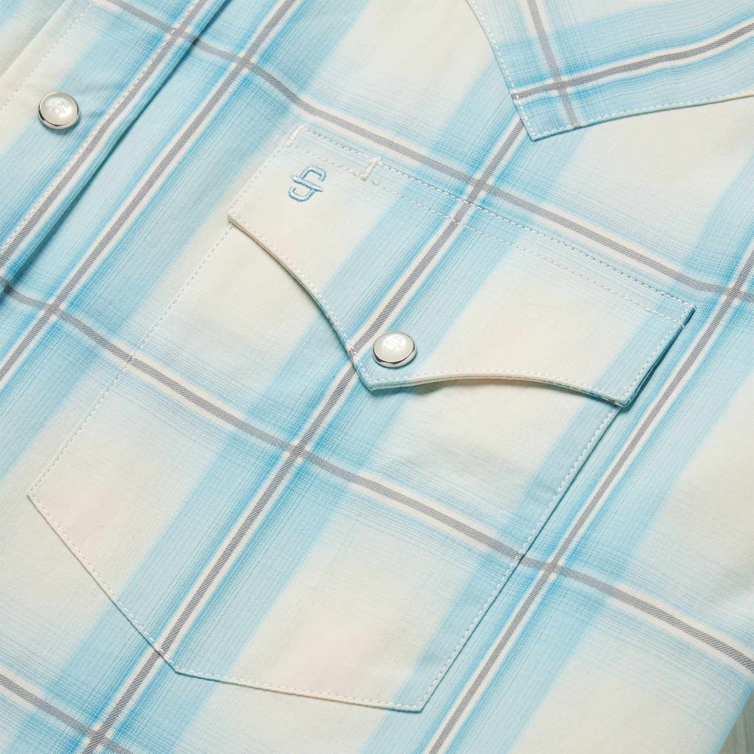 Ombre Plaid Short Sleeve Western Shirt Blue | Stetson