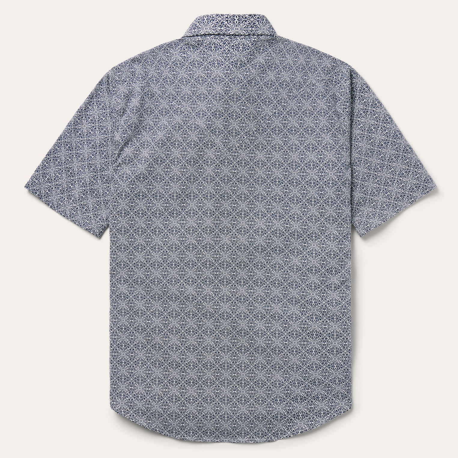 Navy Print Short Sleeve Western Shirt Blue | Stetson