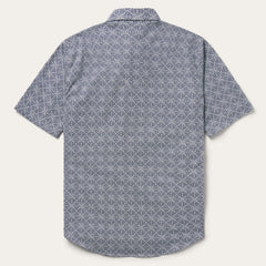 Navy Print Short Sleeve Western Shirt Blue | Stetson