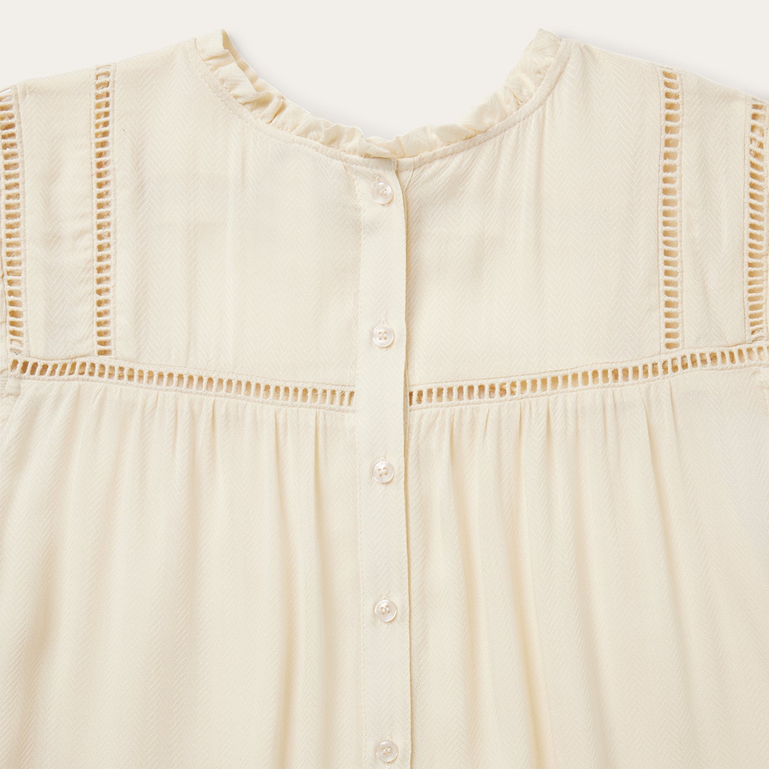 Cream Herringbone Blouse White | Stetson