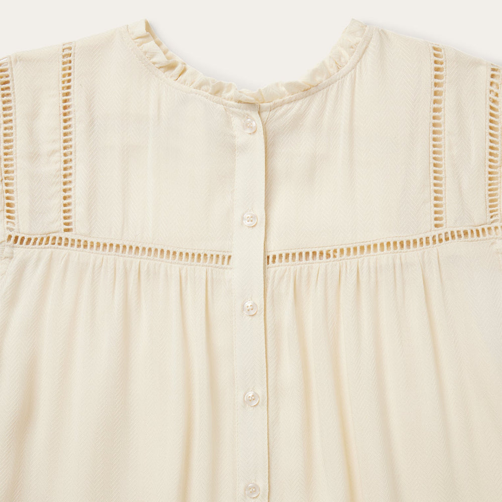 Cream Herringbone Blouse White | Stetson