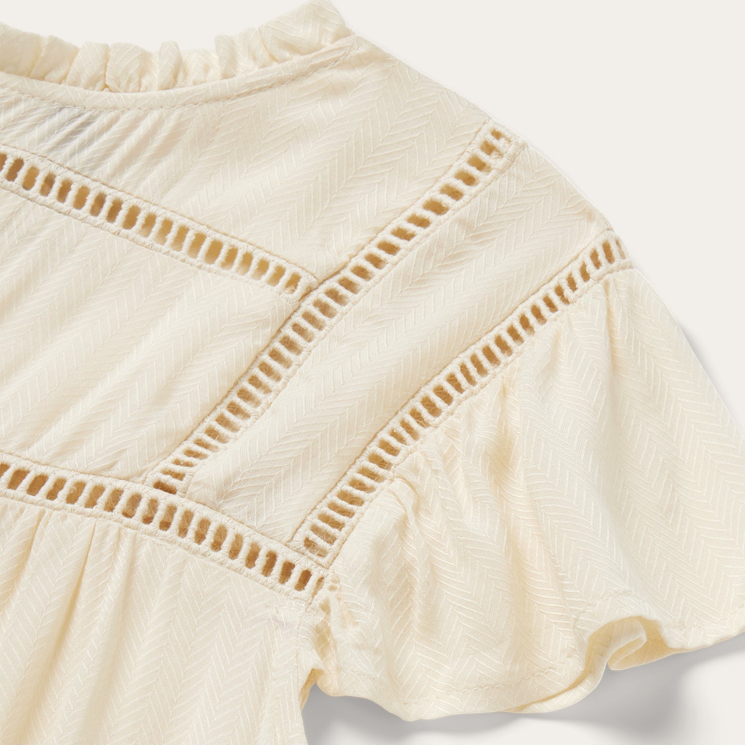 Cream Herringbone Blouse White | Stetson