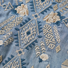 Embroidered Denim Twill Shirt Dress Blue | Stetson