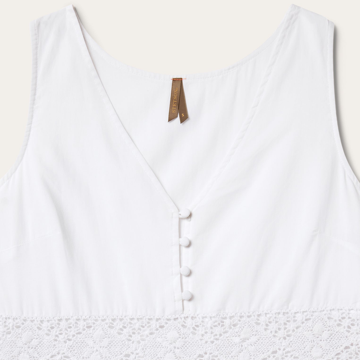 White Cotton Lawn Sleeveless Dress White | Stetson