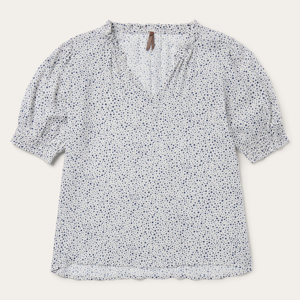 Stars Print Peasant Blouse White | Stetson