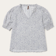 Stars Print Peasant Blouse White | Stetson