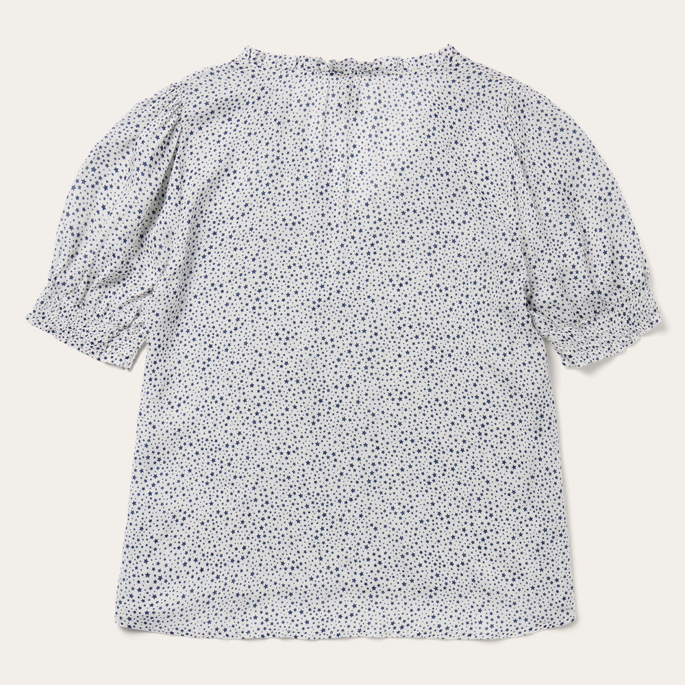 Stars Print Peasant Blouse White | Stetson