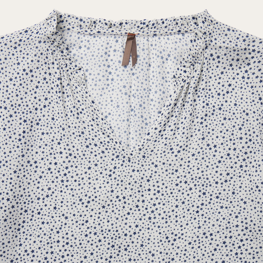 Stars Print Peasant Blouse White | Stetson