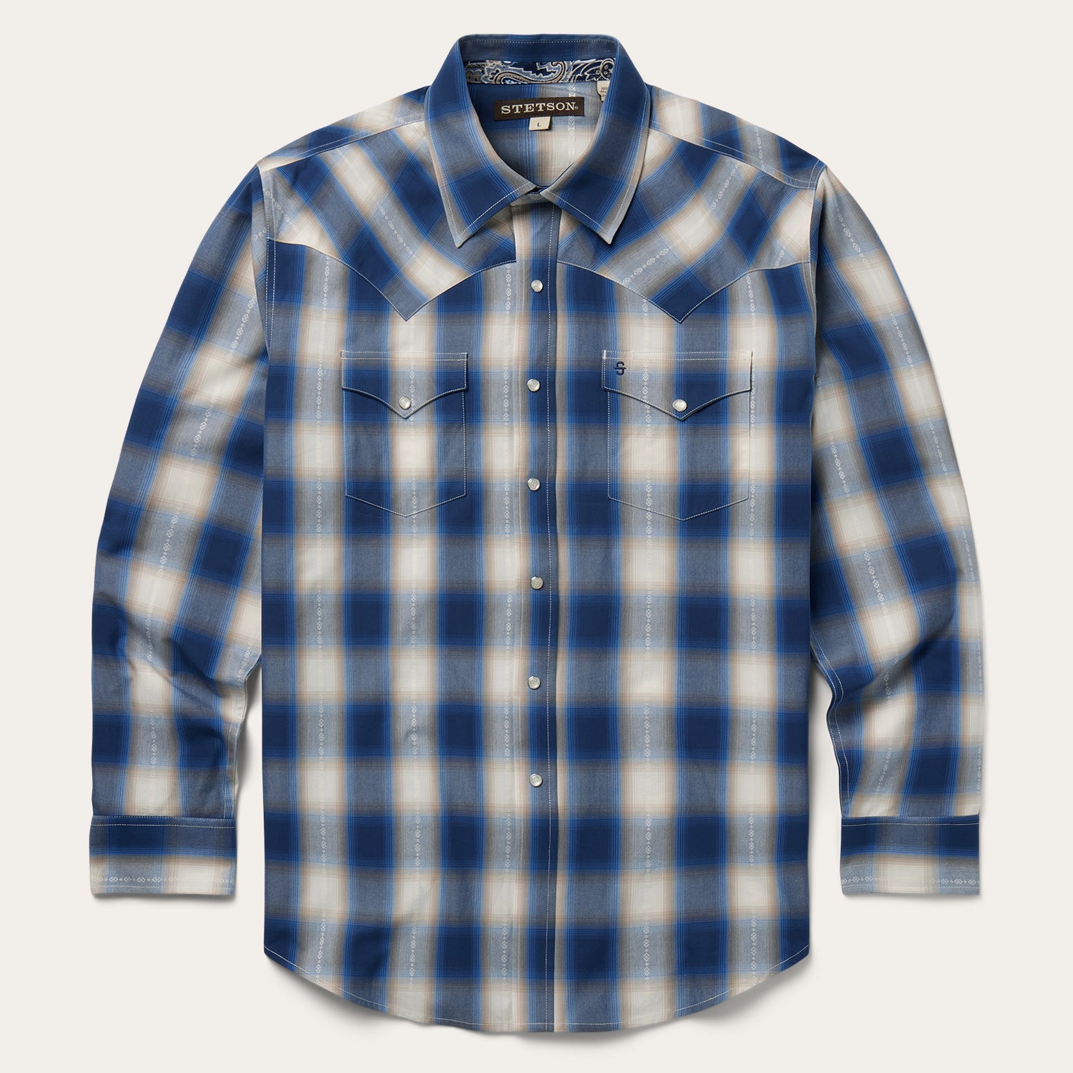 Blue Ombre Plaid Western Shirt Blue | Stetson
