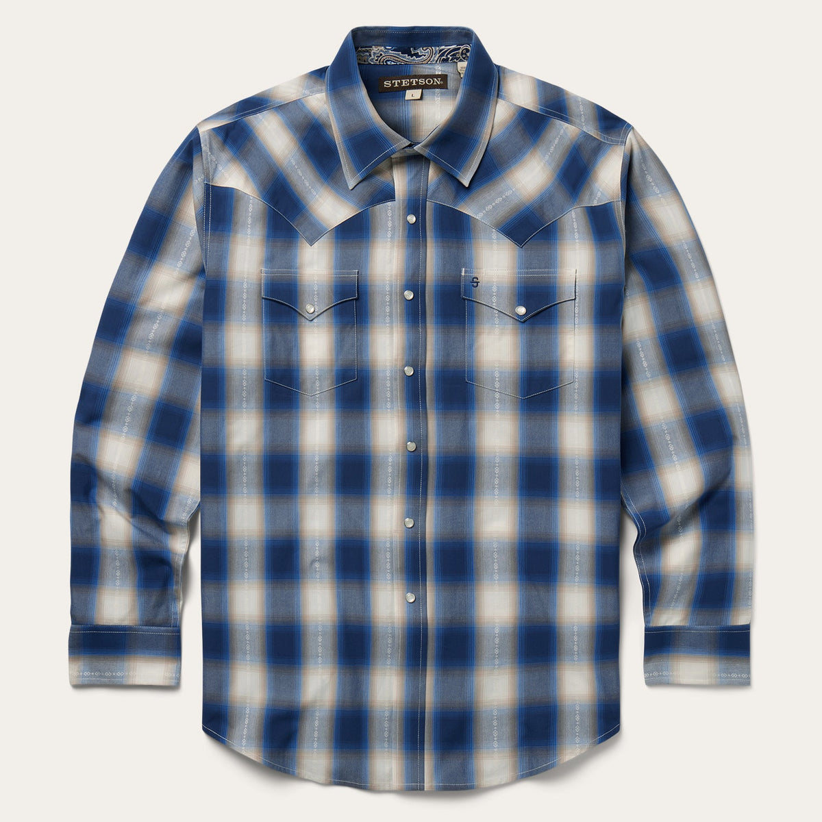 Blue Ombre Plaid Western Shirt Blue | Stetson