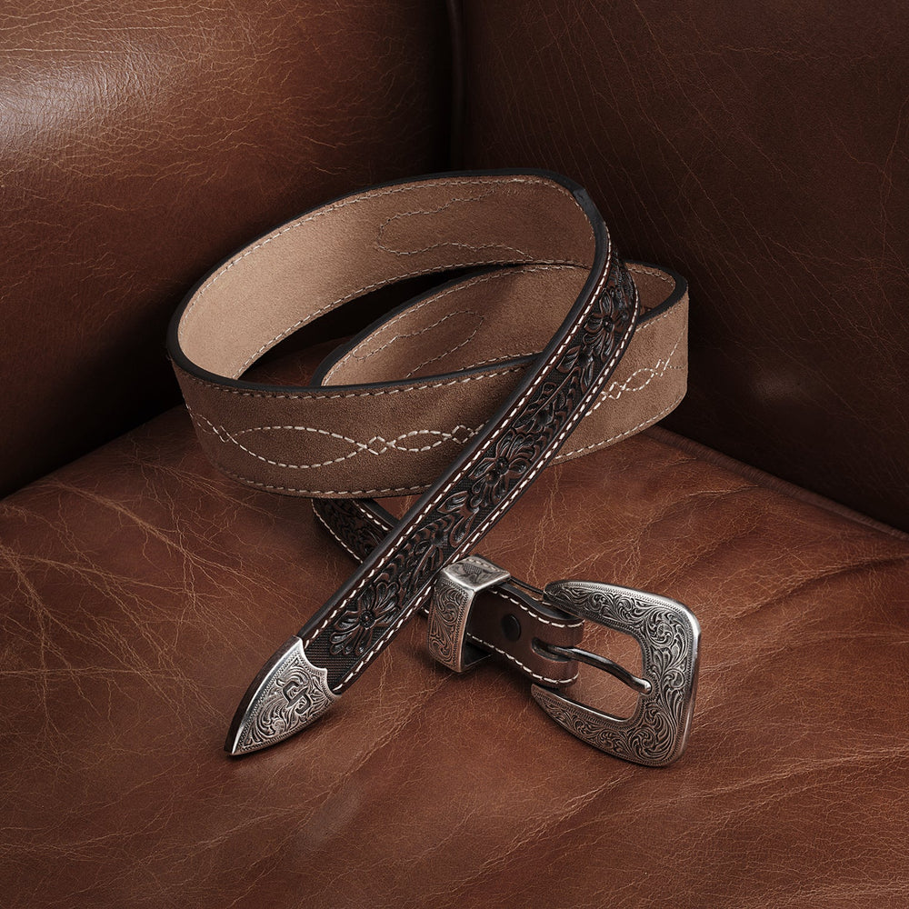 Tooled Tapered Belt Brown/Sand | Stetson