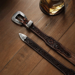 Tooled Tapered Belt Brown/Sand | Stetson