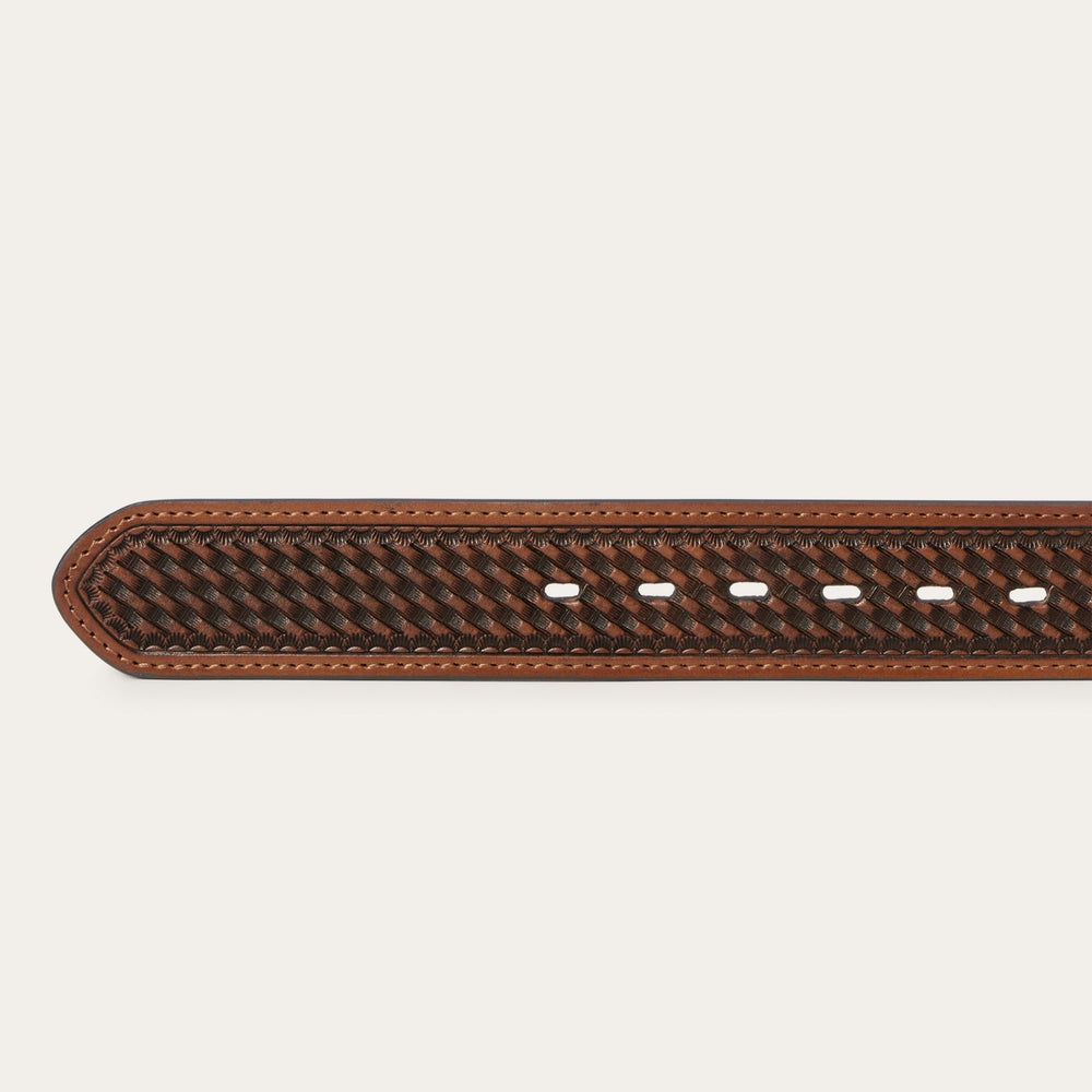 Pebble Leather Basket Weave Tabs Belt Natural/Brown | Stetson