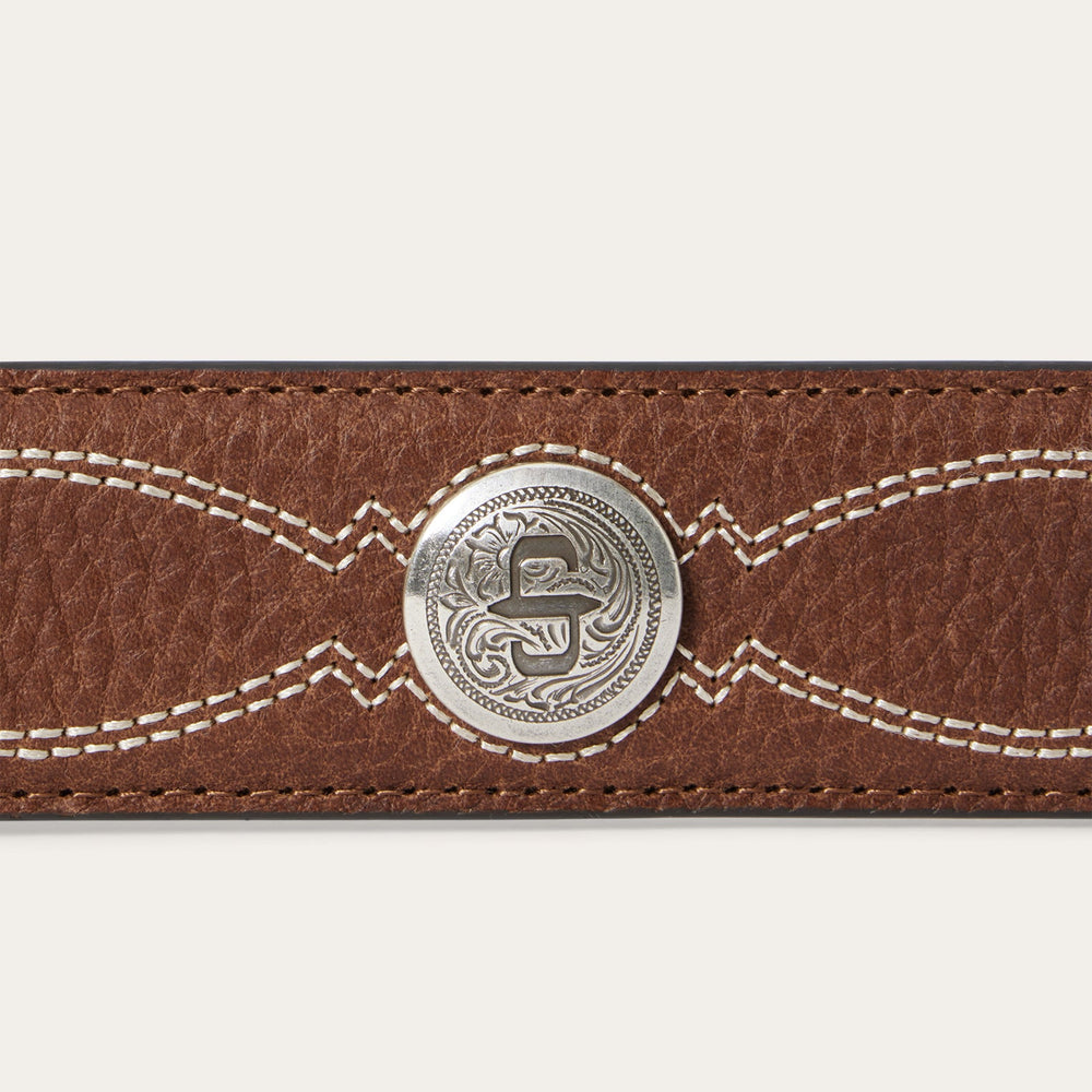 Pebble Leather Basket Weave Tabs Belt Natural/Brown | Stetson