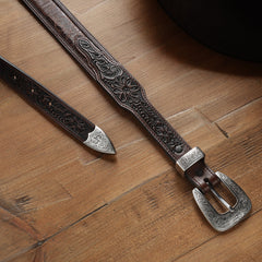 Croco Print Tooled Tapered Belt Brown/Cognac | Stetson