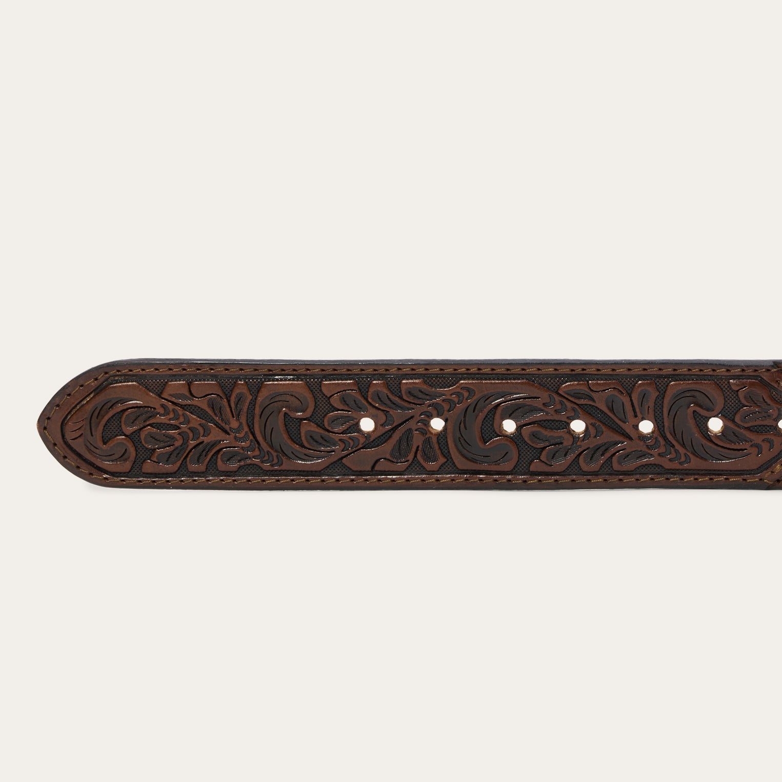 Bison Leather Tooled Tab Belt Hazelnut Bison | Stetson