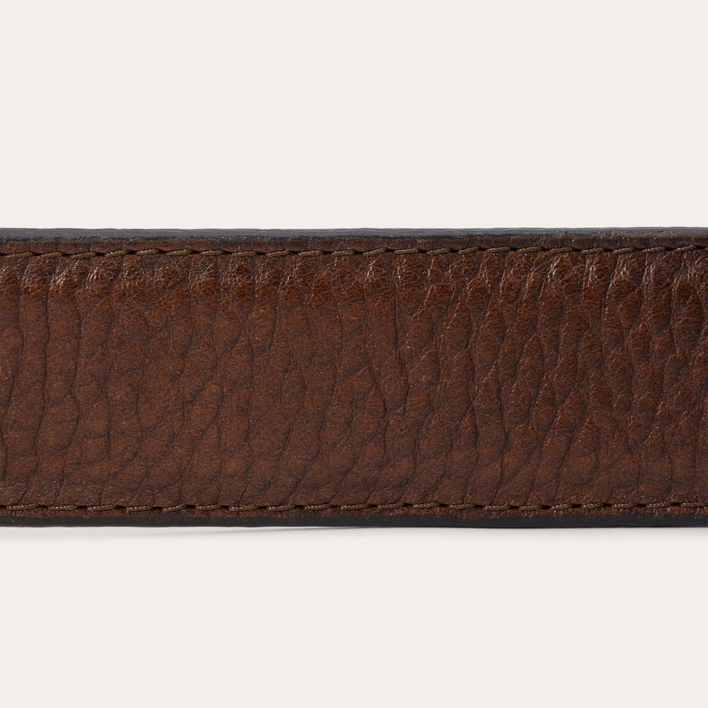 Bison Leather Tooled Tab Belt Hazelnut Bison | Stetson