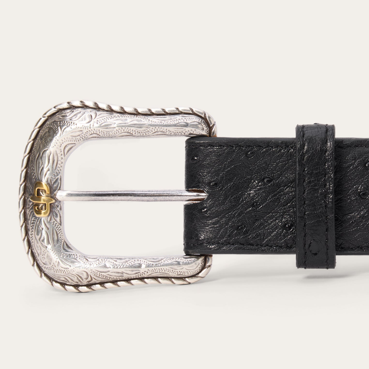 Ostrich Western Tab Belt Black | Stetson