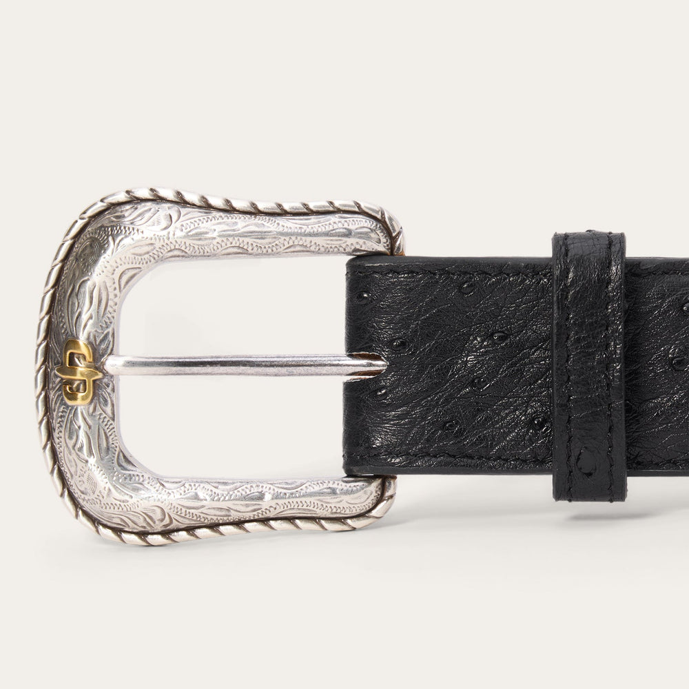 Ostrich Western Tab Belt Black | Stetson