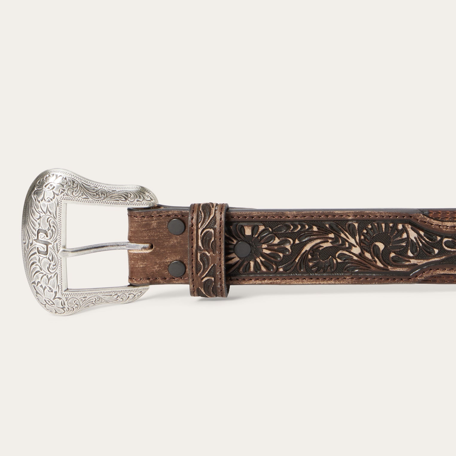 Hair-on-Hide Tooled Tab Belt Vintage/Brown | Stetson