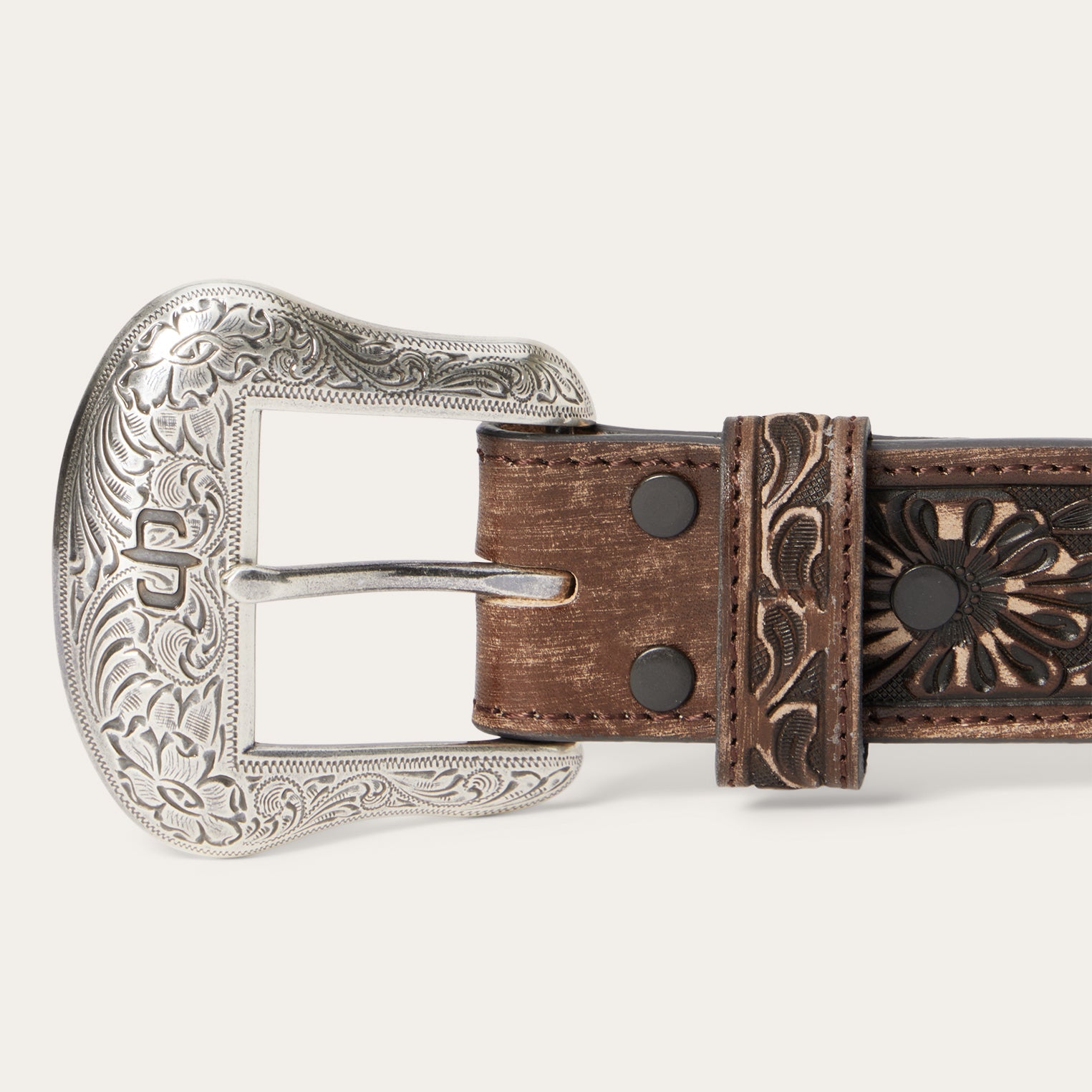 Hair-on-Hide Tooled Tab Belt Vintage/Brown | Stetson